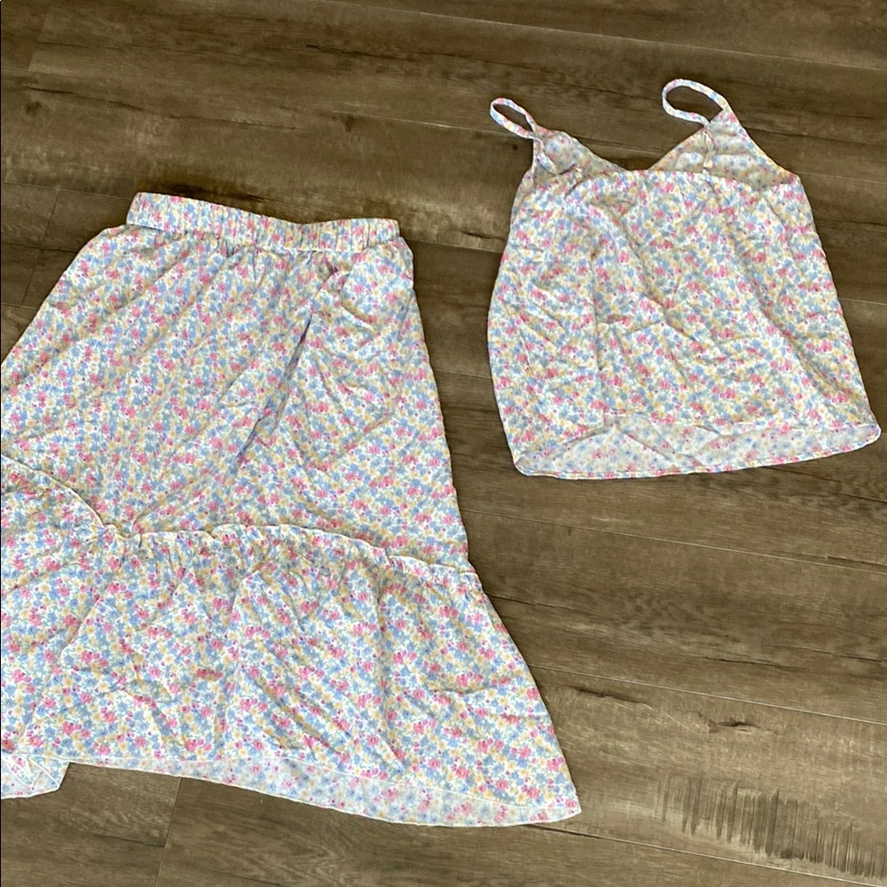 SHEIN Floral Skirt and Top Set - Multicolor